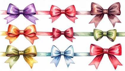 Watercolor Bow Ribbons Collection - Elegant Decorative Elements.