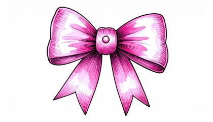 Elegant Pink Bow Illustration - A Charming Decorative Element.