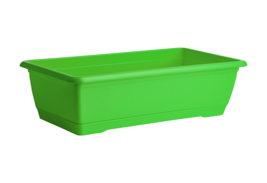 Bright green rectangular plastic planter isolated on transparent background - Powered by Adobe