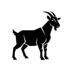 Standing Goat Silhouette Logo With Modern Sharp Angles