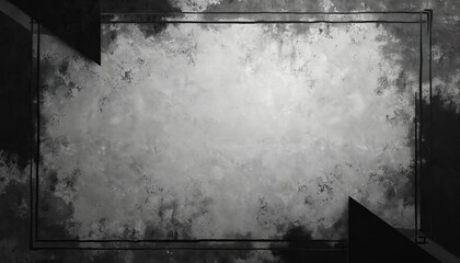 Abstract grey texture background with dark geometric border. Grunge graphic design features dark shapes with space. Illustration fits for artistic project backdrop with copy space.