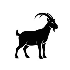 Standing Goat Logo, Bold Black Silhouette, Minimal Vector Style