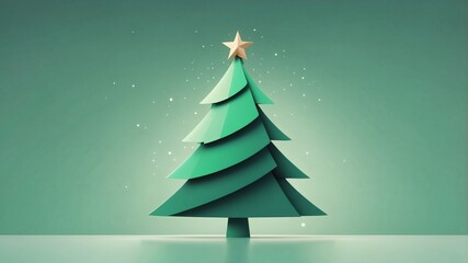 Abstract Christmas tree shape with star in minimalist design  