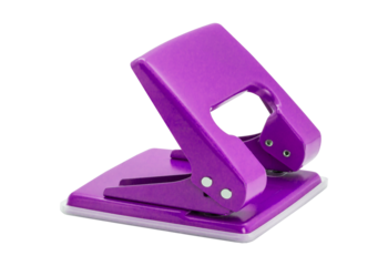 Purple office paper punch isolated on transparent background