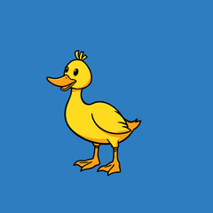 Obraz premium Charming Yellow Duck Cartoon Illustration Standing Tall, a Happy and Friendly Feathered Friend Perfect for Children's Designs and Whimsical Themes with a Bright and Cheerful Disposition