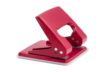 Red office hole puncher isolated on transparent background