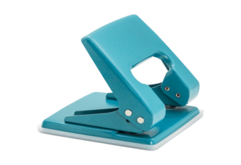 Turquoise office hole punch isolated on transparent background