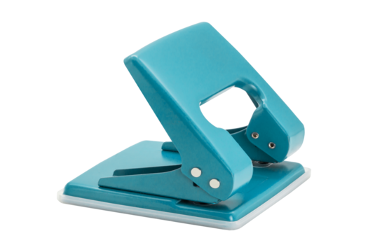 Turquoise office hole punch isolated on transparent background