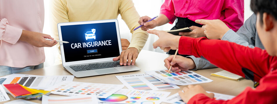 car insurance online website on computer screen for insure your car damage brisk