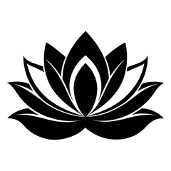 Lotus Flower vector clean black silhouette design white background