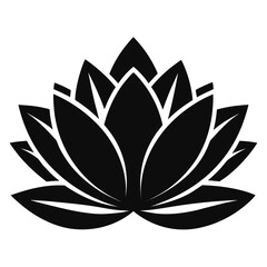 Lotus Flower vector clean black silhouette design white background