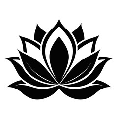 Lotus Flower vector clean black silhouette design white background