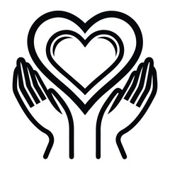 Obraz premium Vector illustration of hands holding a heart shape, symbolizing love and passion for Valentine's Day romance