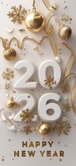 2026 happy new year celebration greeting card. 2026 banner. Happy new year poster