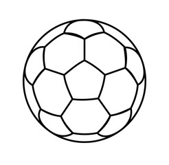 Fototapeta premium A clean outline soccer ball icon with detailed hexagon and pentagon patterns. Minimalist design, isolated on transparent background, ideal for symbols, logos, and illustrations.