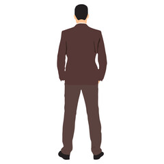 Businessman back view vector illustration on isloated white background