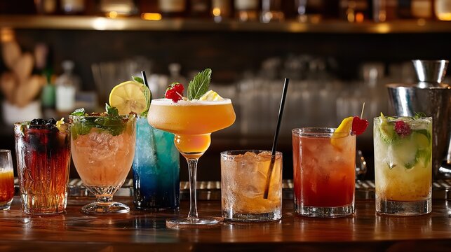 Cocktail bar drinks variety alcoholic beverages happy hour cocktails bar drinks restaurant bar cocktails