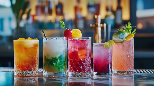 Colorful cocktails drinks beverages alcohol bar party summer refreshment mixed drinks cocktail recipes