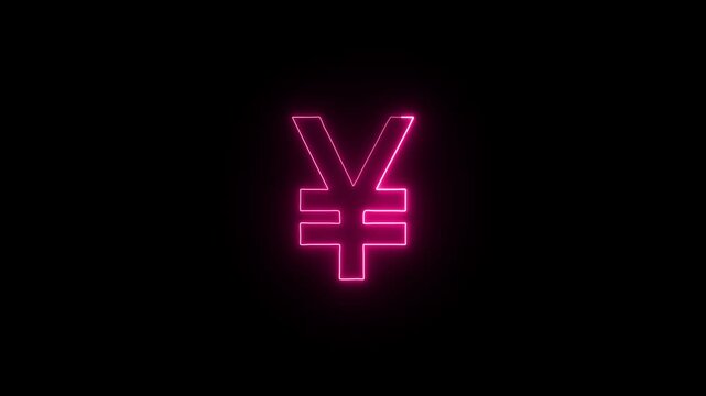 Yen Sign neon icon yen Symbols and Money circle neon icon black background. Yen currency sign.