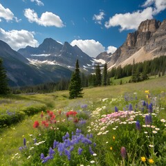 alpine meadow with wildflowers