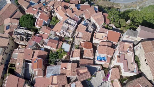 Exploring the Ancient Rooftops of a Historic Village in the Mediterranean. Scalea, Calabria, Italy