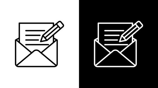 Written Communication White Icon Set Design