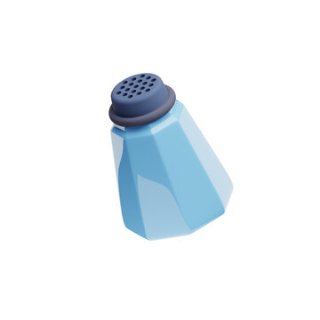 3D Salt Shaker Icon &ndash; Minimal Blue Salt Bottle Illustration