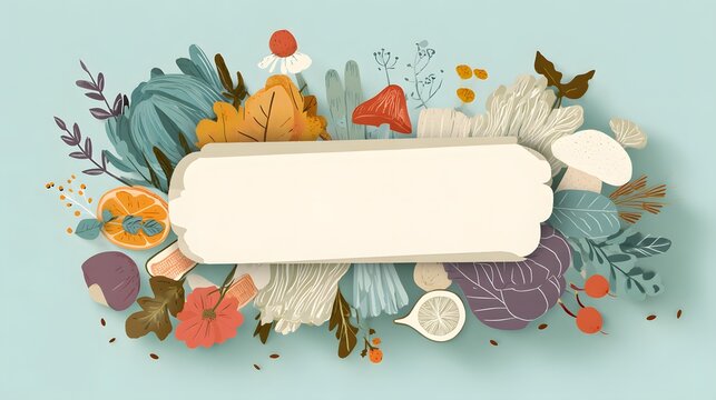 Flat farm to table illustration with empty banner area for message wholesome eco friendly design