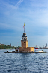 Maiden's Tower, a symbol of Istanbul, is located on the Asian side of Istanbul on a small island in the Bosphorus Strait. Istanbul, Turkey.
