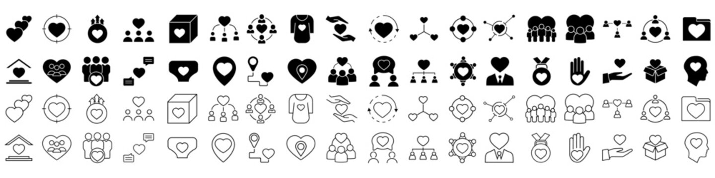 Volunteer icon vector set. Community illustration sign collection. helping symbol. donation logo.