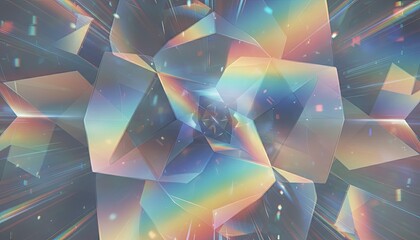 Abstract Rainbow Prism Light Refraction Geometric Pattern With Sharp Facets And Bright Rays Of Light Creating A Dazzling Kaleidoscope Effect