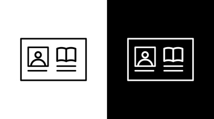 Library Card White Icon Set Design
