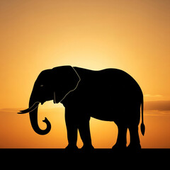 Majestic Silhouette An Elephant Stands Against the Serene Sunset, a Symbol of the African Wild and Natural Beauty