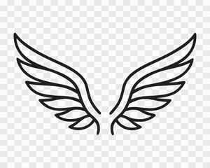 Stylized Black Outline of Angel Wings