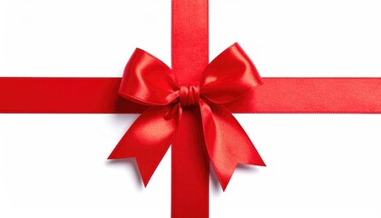 Elegant Red Ribbon Bow on White Background for Gifts and Celebrations.