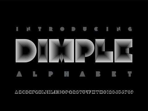 multiple layered style alphabet design with uppercase and numbers
