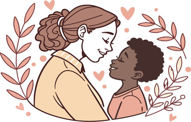 Young couple kissing illustration of romance, love, and happiness with a heart design silhouette