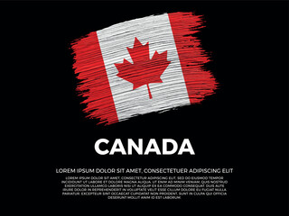 Flag of Canada. Canadian and North American Culture. Vibrant, textured brushstroke effect style. Black background with copy space. Dramatic composition in negative space.