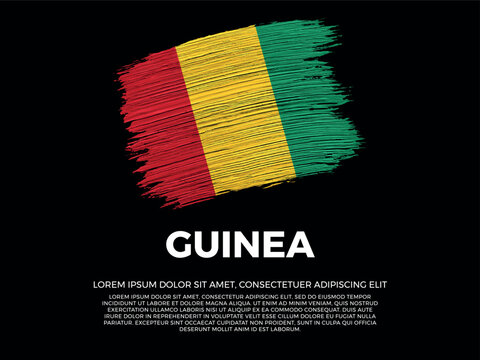 Flag of Guinea. Guinean and African Culture. Vibrant, textured brushstroke effect style. Black background with copy space. Dramatic composition in negative space.