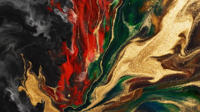 Dark, dramatic abstract watercolor flow with thick