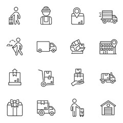 A set of package delivery icons