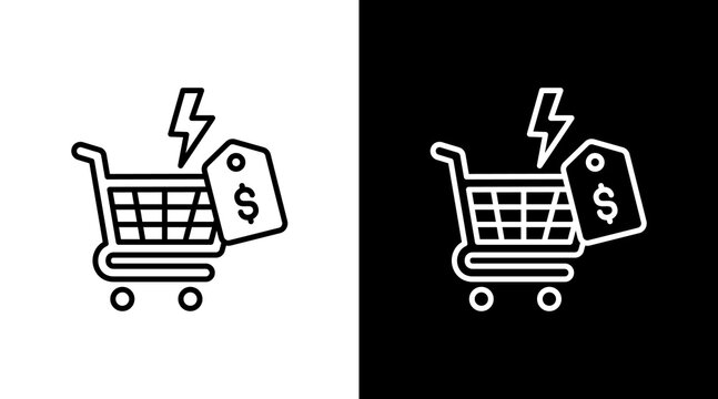 Flash Sale Demand White Icon Set Design