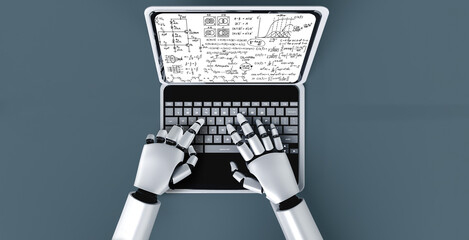 Mathematic equations and modish formula on computer screen showing concept of science and education