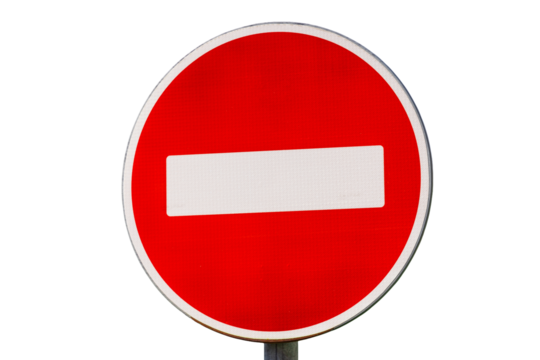 A close-up shot of a red and white sign with bold font and contrasting colors - Powered by Adobe