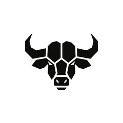 Fototapeta premium Minimalist flat design logo of geometric black and white stylized bull head icon vector template