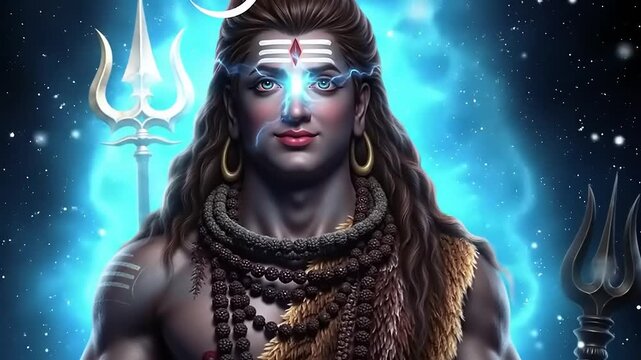 Hindu God Shiva with Digital Art.