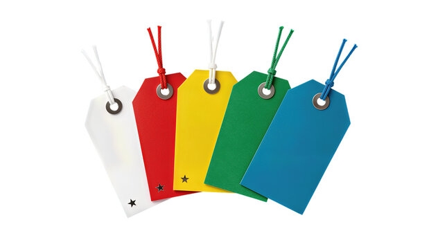 Colorful Tags with Stars and String Attachments