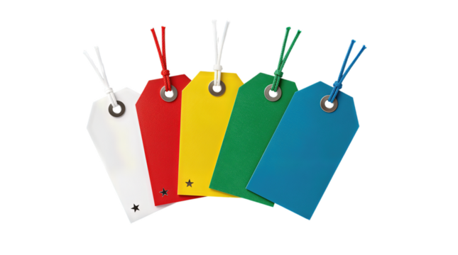 Colorful Tags with Stars and String Attachments