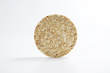 Round buckwheat crispbread on a white background