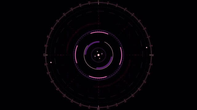 Digital HUD Data Analysing and Loading Interface: Rotating Circles, Moving Graphs, Sliders, and High Tech Concept Element with Alpha Channel
